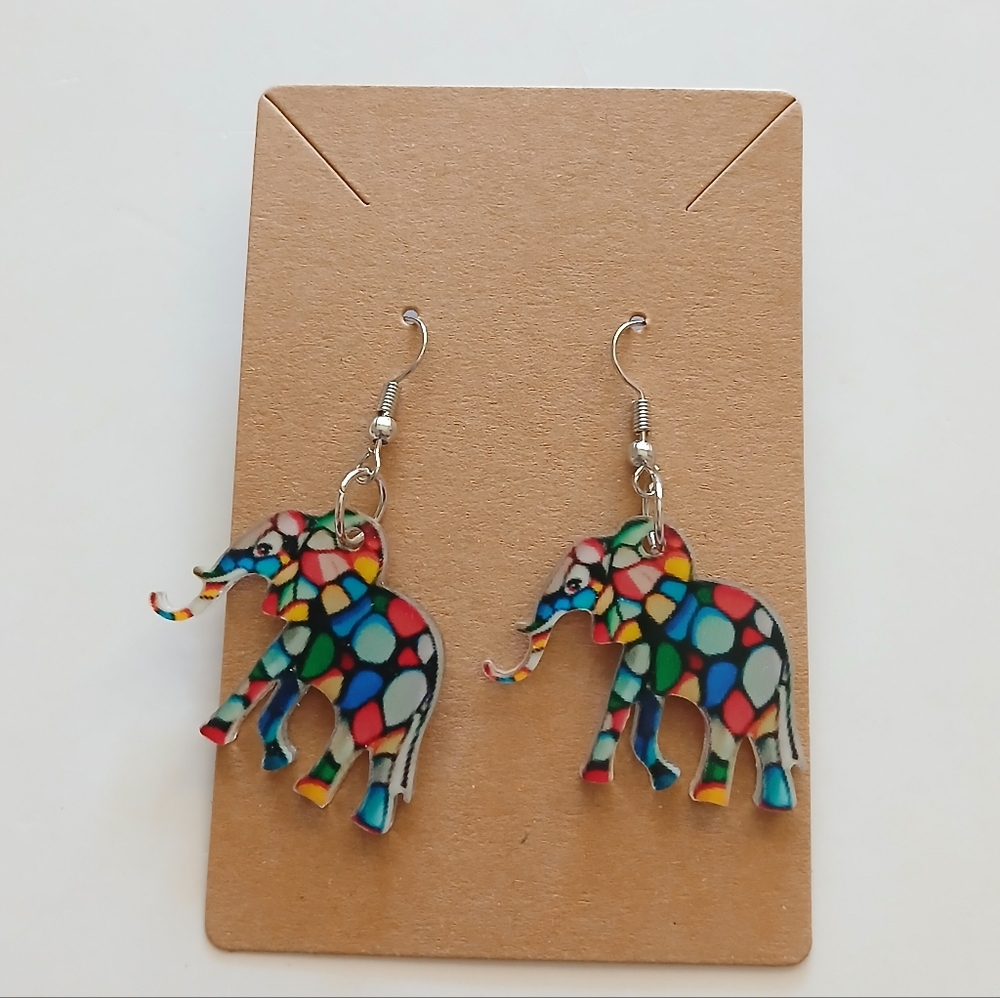 Fashion Jewelry Multicolor Elephant Earrings - Picture 1 of 3